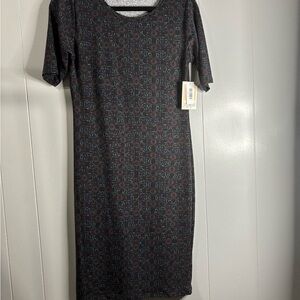 Elegant Black Patterned Dress Medium‎